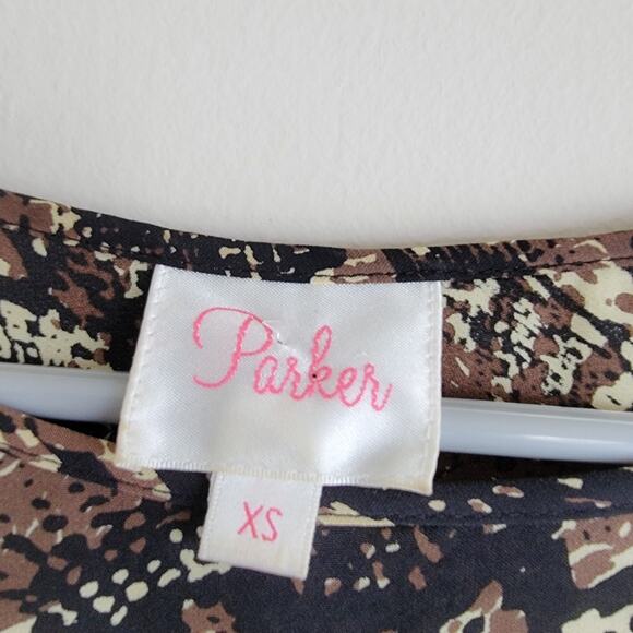 Parker 100% Silk Multicolor Long Sleeve Dress - Picture 3 of 4